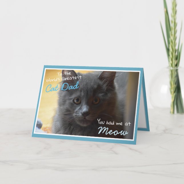 Fête des pères de chaton gris Carte Papa (Devant)