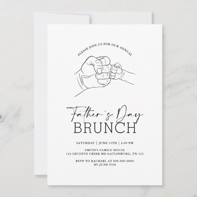 Fête des pères Élégante Rustique Brunch Invitation (Devant)
