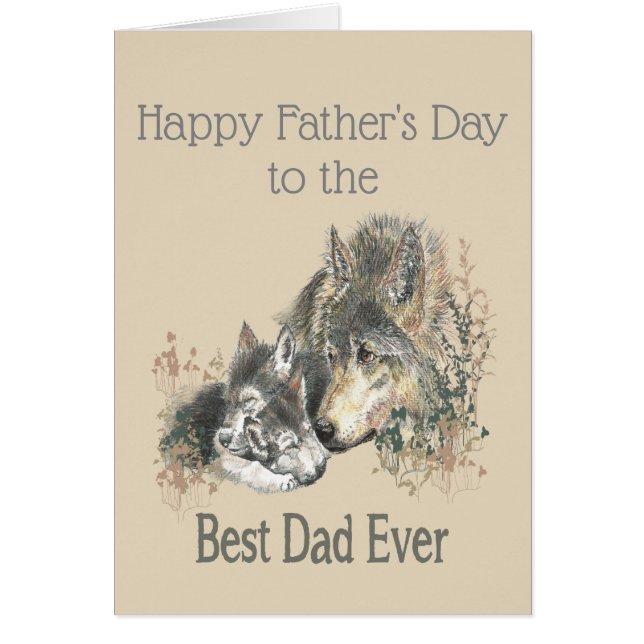 Fête des pères Meilleur papa Ever Wolf Aquarelle A (Devant)