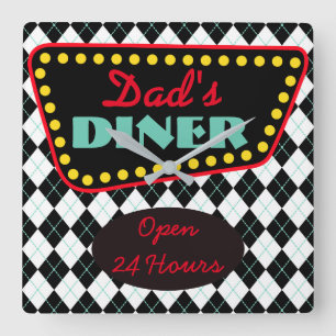 Fête des pères Papa's Diner Cuisine Mur Horloge Ca