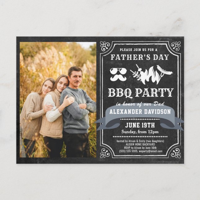 Fête des pères Photo BBQ Party Invitation (Devant)