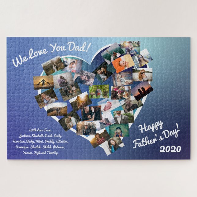Fête des pères Photo Collage Cadeau Puzzle personn (Horizontal)