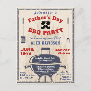 Fête des pères Photo Invitation Vintage du barbecu