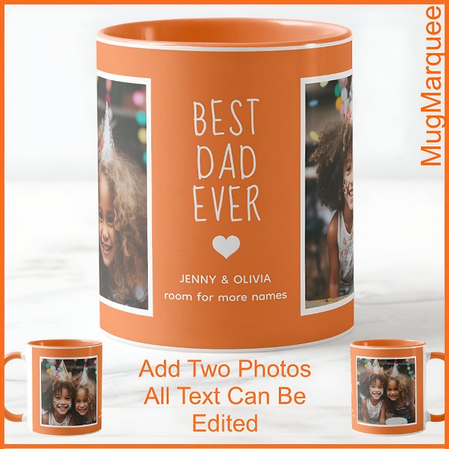 Fête des Pères Photo personnalisée & Noms Mug Oran (Créateur téléchargé)