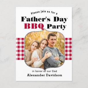 Fête des pères photo Red Plaid BQ Invitation