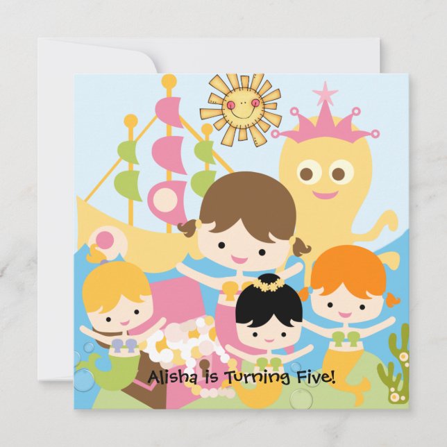 Fête des sirènes Invitations d'anniversaire Custom (Devant)