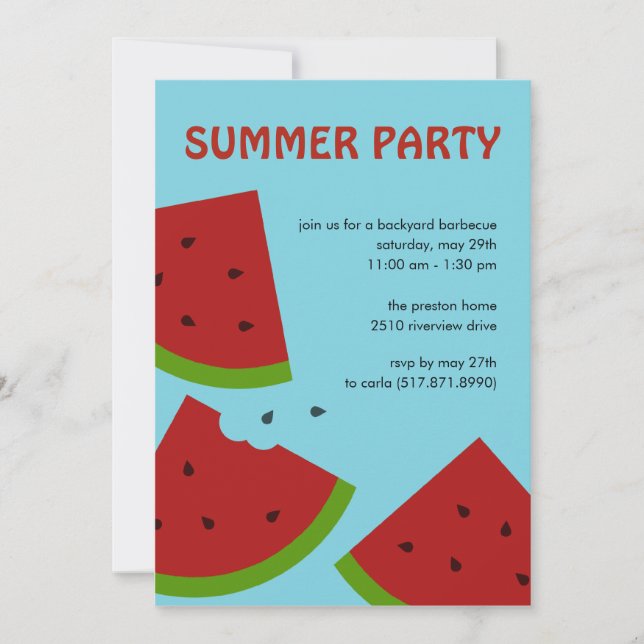 Fête d'été des tranches de pastèque Invitation (Devant)