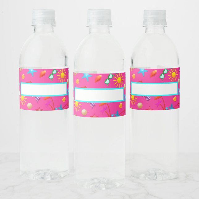 Fête d'été Rose Design Bouteille d'eau Étiquettes (Bouteilles)