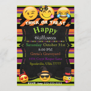 Fête d'Halloween Emoji ou Invitation d'anniversair