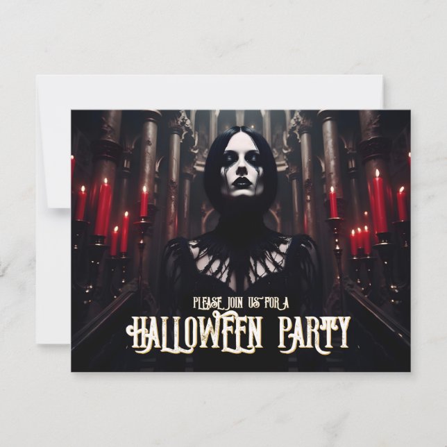 Fête d'Halloween - Invitation gothique sombre (Devant)