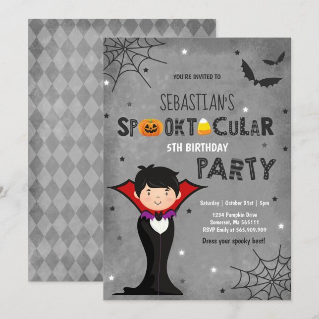 Fête d'Halloween Invitation Vampire Halloween (Devant / Derrière)