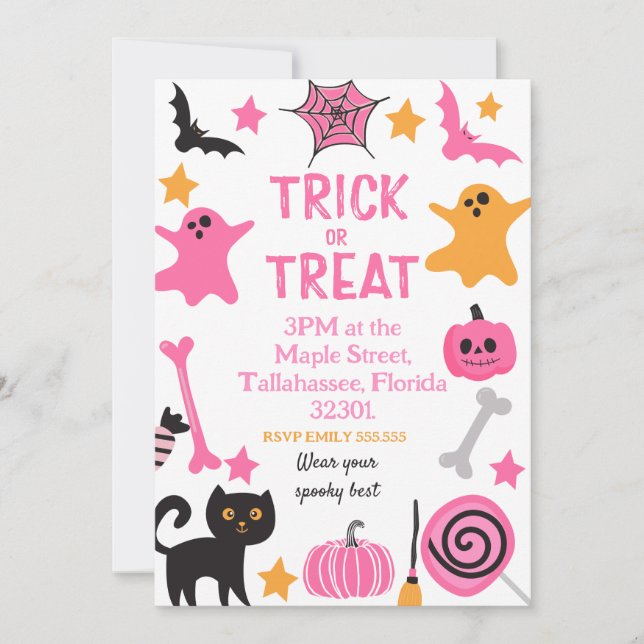 Fête d'Halloween, Trick ou Traiter Invitation éffr (Devant)