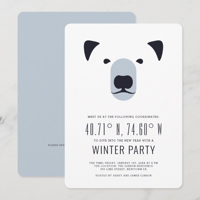 Fête d'hiver | Invitation des coordonnées polaires (Devant / Derrière)