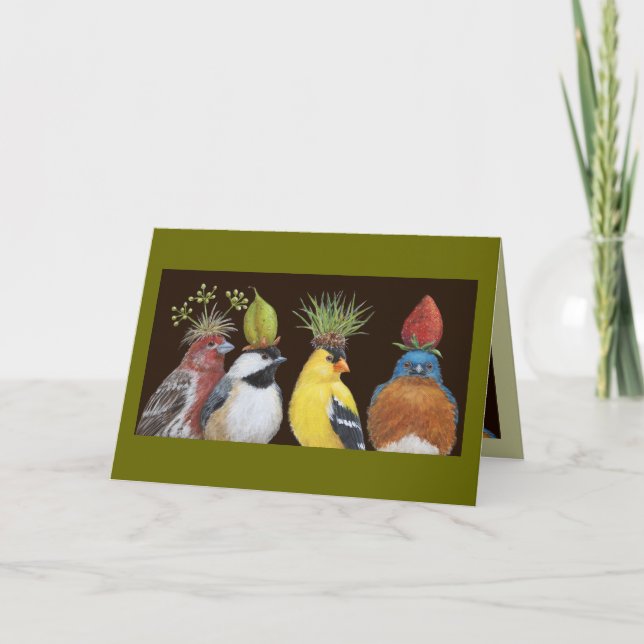 Fête d'oiseaux avec la carte grincheuse bluebird (Devant)