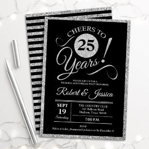 Fête du 25e anniversaire - Invitation noire en arg