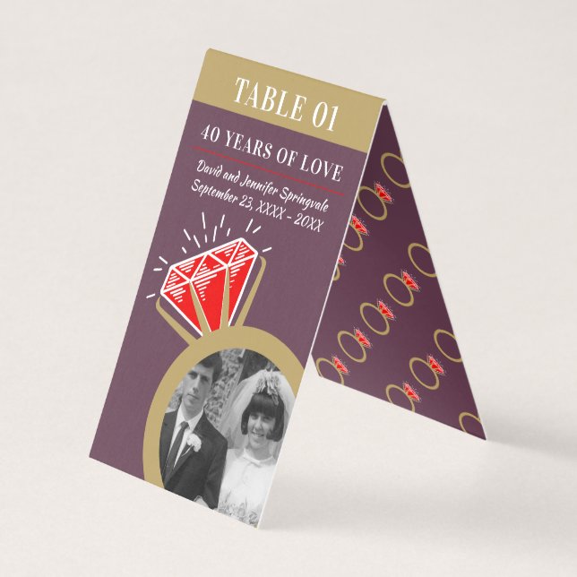 fête du 40e anniversaire ruby bague or deux photo (Front)