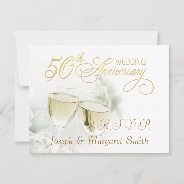 Fête du 50e anniversaire - Cartes de réponse RSVP (Devant)
