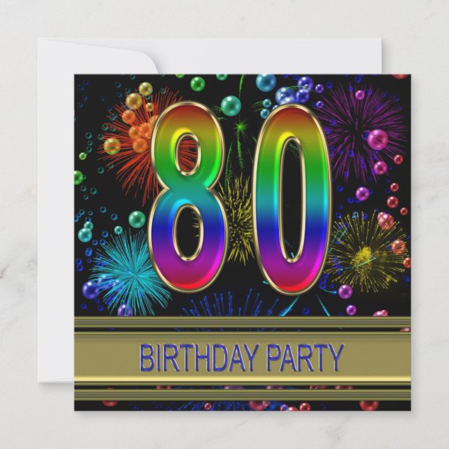 Fête du 80e anniversaire Invitation avec bulles (Devant)