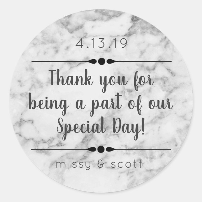 Fête du mariage du marbre Favoriser les Étiquettes (Devant)