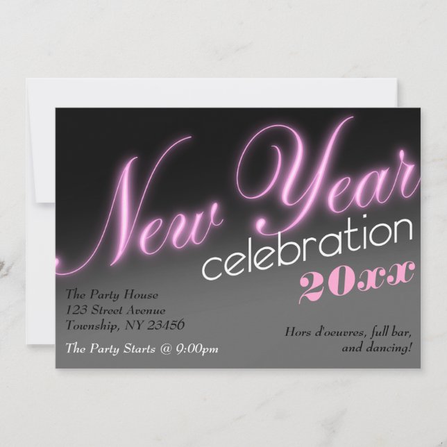 Fête du Nouvel An 2013 Invitations du Neon Party (Devant)