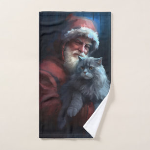 Fête du Père Noël du chat bleu russe