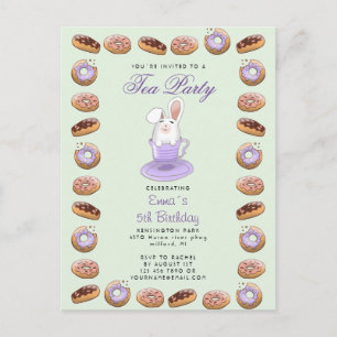fête du thé d'anniversaire invitation lapin et bei