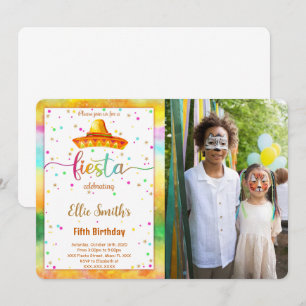 Fête Editable Anniversaire Photo Invitation