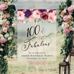 Fête élégante florale des 100 ans avec glaçage