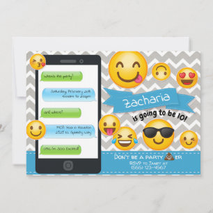 Fête Emoji Invitations Anniversaire Blue Boys