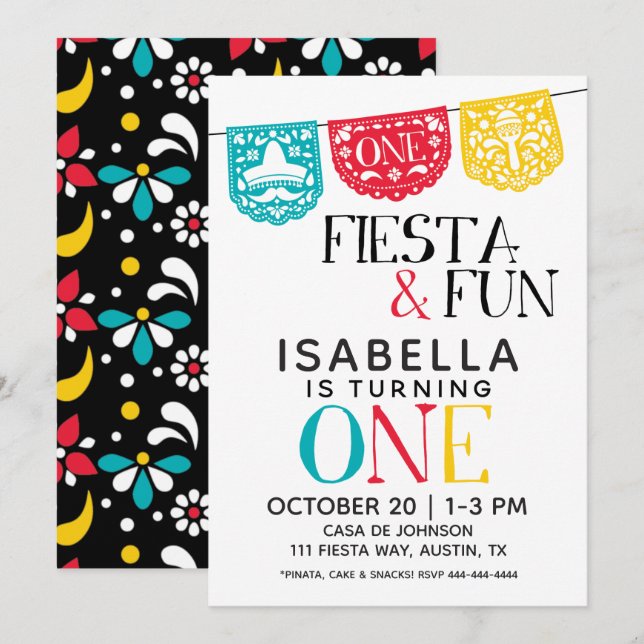 Fête et Amusement Invitation de premier anniversai (Devant / Derrière)