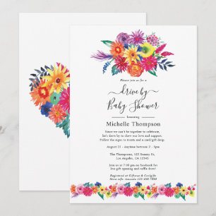 Fête florale à l'aquarelle Invitation de douche de