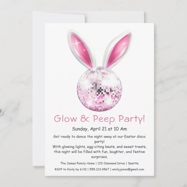 Fête Glow & Peep - Invitation à la discothèque de  (Devant)