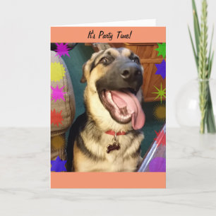 Fête Heure Joyeux Chien Carte Anniversaire