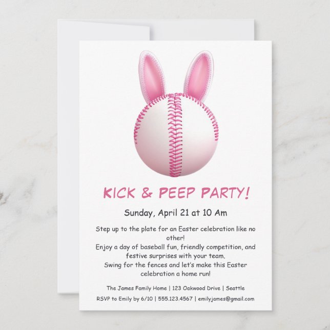 Fête Hit & Peep - Invitation de baseball de Pâques (Devant)