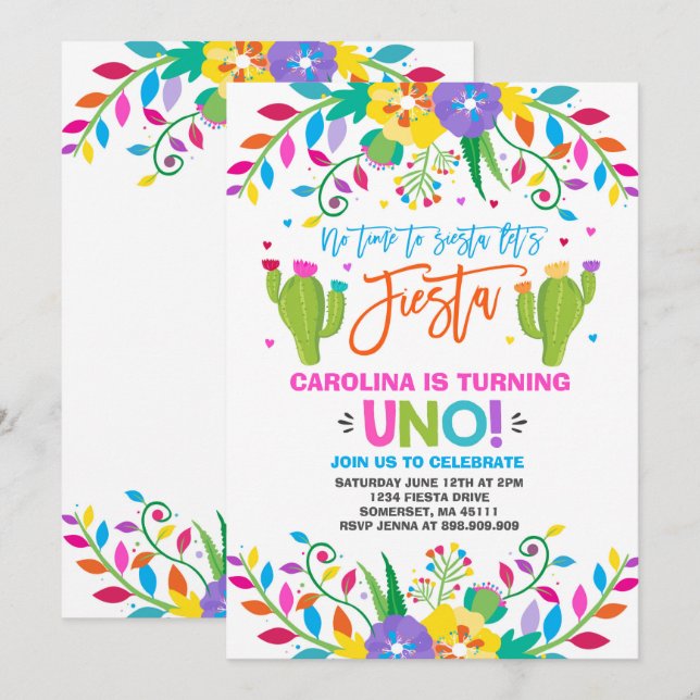 Fête Invitation Anniversaire Mexicaine Anniversair (Devant / Derrière)