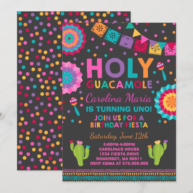 Fête Invitation Anniversaire Saint-Guacamole (Devant / Derrière)