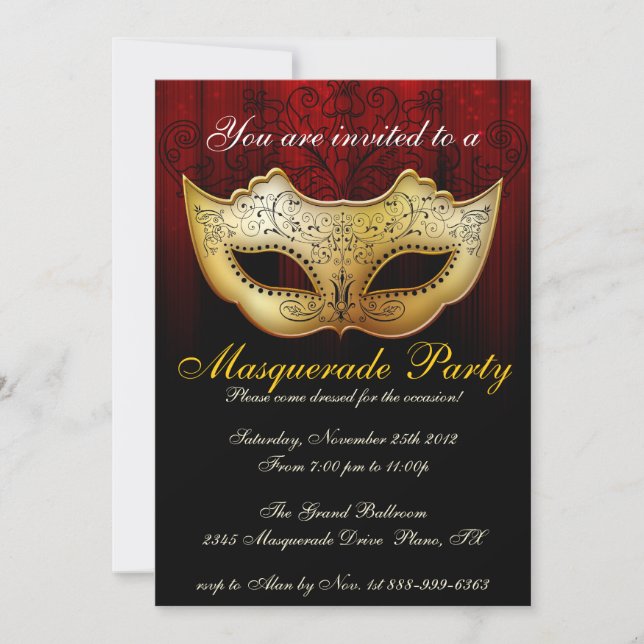Fête Masquerade Fête Fancy Invitation (Devant)