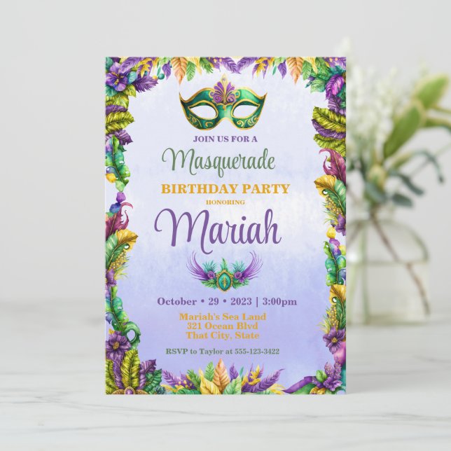 Fête Masquerade Invitation Anniversaire (Debout devant)
