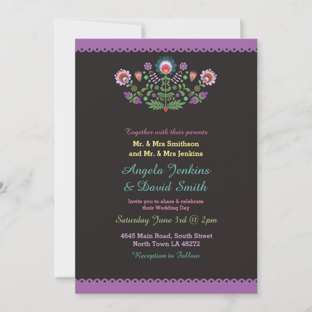 Fête mexicaine de mariage Invitation colorée (Devant)