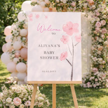 Fête minimale de bébé florale aquarelle rose