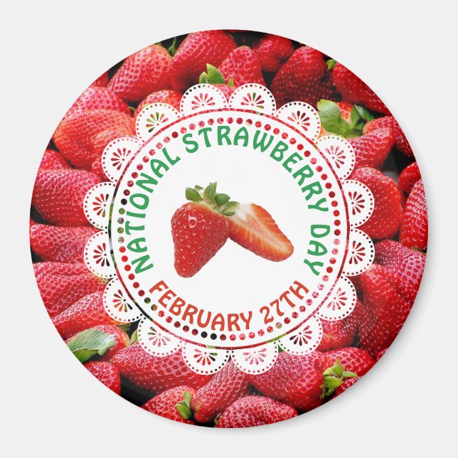 Fête nationale des fraises 27 février Magnet (Devant)