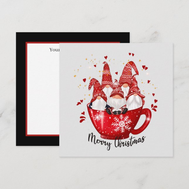 fête Noël gnome snowman Carte de vacances (Devant / Derrière)