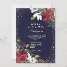 fête Noël hiver fleuri invitation