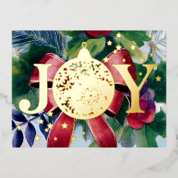 Fête Noël Ornament Foil Carte de poste de vacances