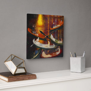 Fete on the Lake by Florine Stettheimer Square Wall Clock