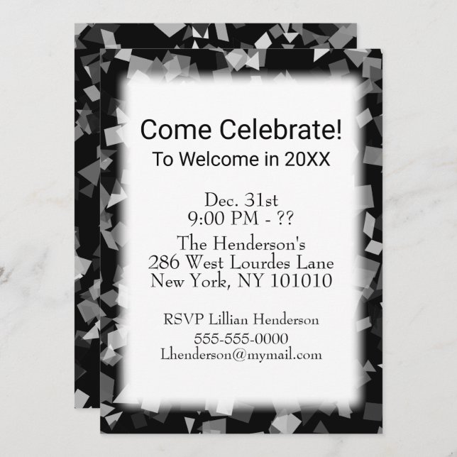 Fête ou fête Nouvel An Confetti Invitations (Devant / Derrière)