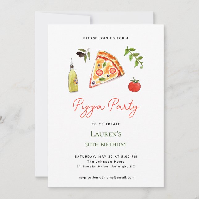 FÊTE PIZZA Invitation d'anniversaire (Devant)