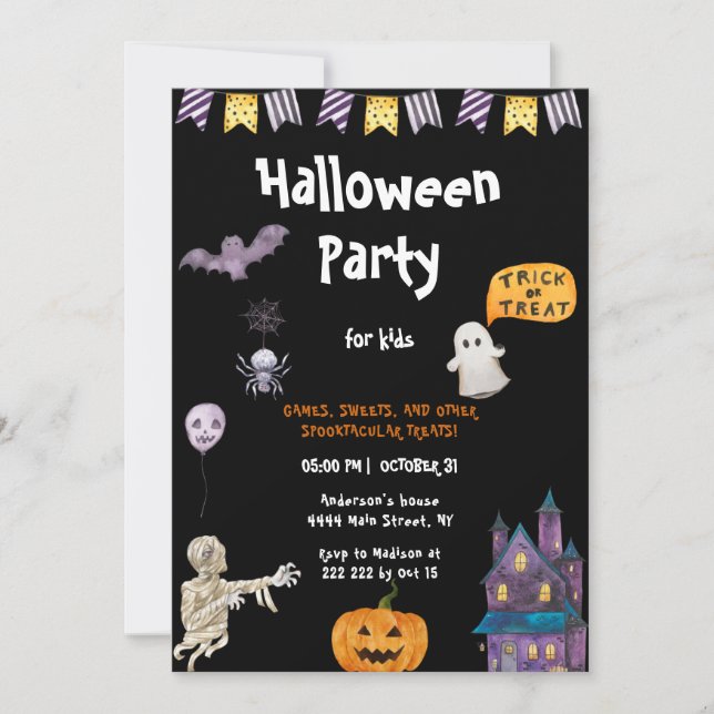 Fête Pour Enfants Halloween Invitation (Devant)