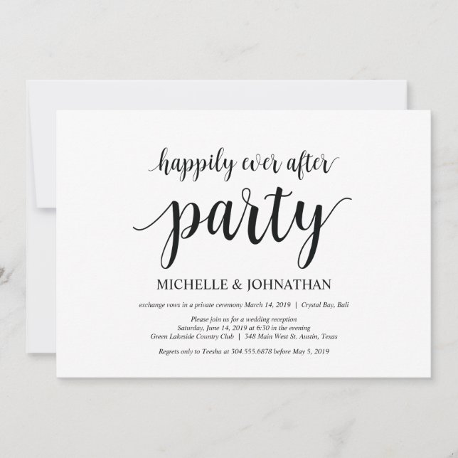 Fête pour toujours heureuse, invitation de mariage (Devant)