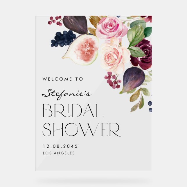 Fête prénatale aquarelle avec fleurs de Bourgogne  (Recto)